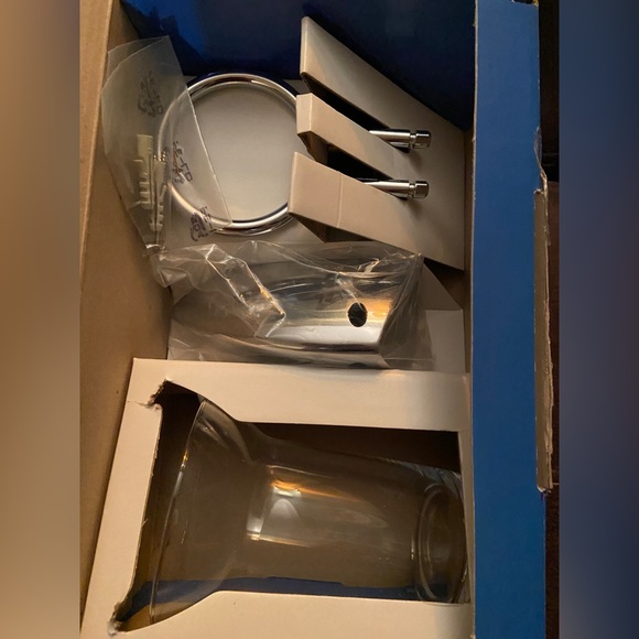 Glass tumbler with metallic look plastic holder - New - Picture 2 of 6